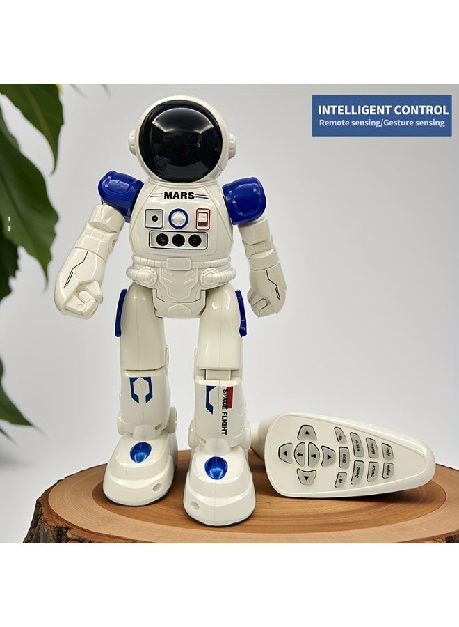 Cady لعبة الروبوت الذكي للأطفال مع التحكم بالإيماءات أو جهاز التحكم عن بعد | روبوت غنائي راقص قابل لإعادة الشحن | رفيق تفاعلي تعليمي للأولاد والبنات | تصميم مستوحى من رواد الفضاء باللونين الأبيض والأزرق | هدية ذكية ومثالية للأطفال - Image 4